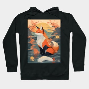 Japanese fox ukiyo e art Hoodie